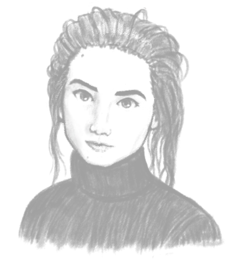 Young woman with a turtleneck looking at the viewer