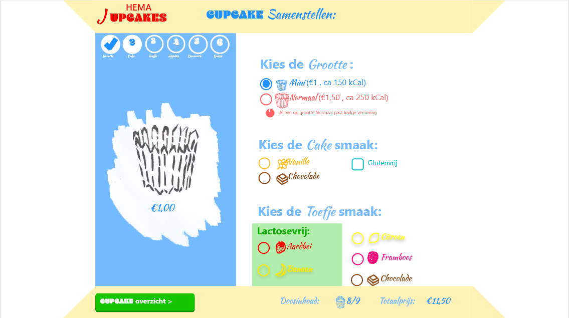 cupcake customisation screen