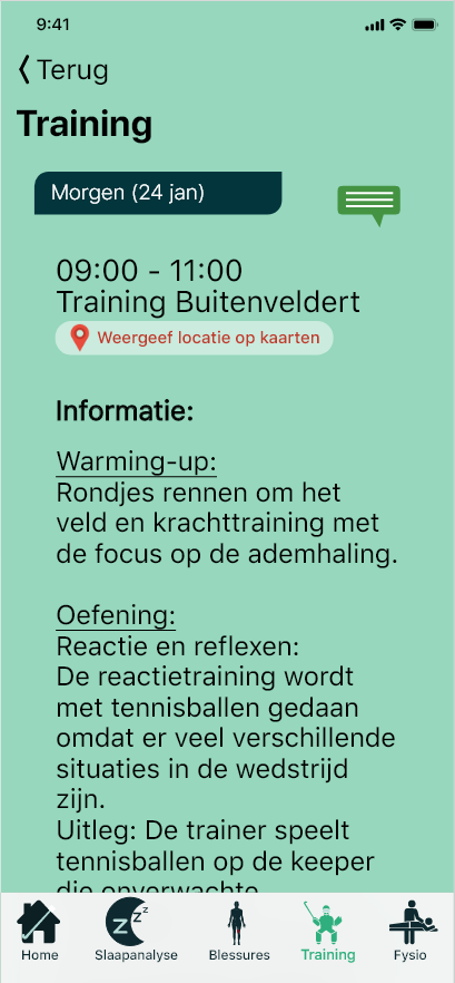 detail pagina van een training